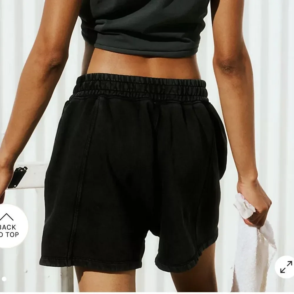 Free People Black Sprint To The Finish Shorts XS